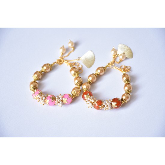 Golden Pearl Bracelets for Bhabhi ( Set of 02)