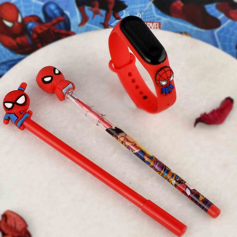 Kids Digital watch with pen & pencil Rakhi Gift Combo