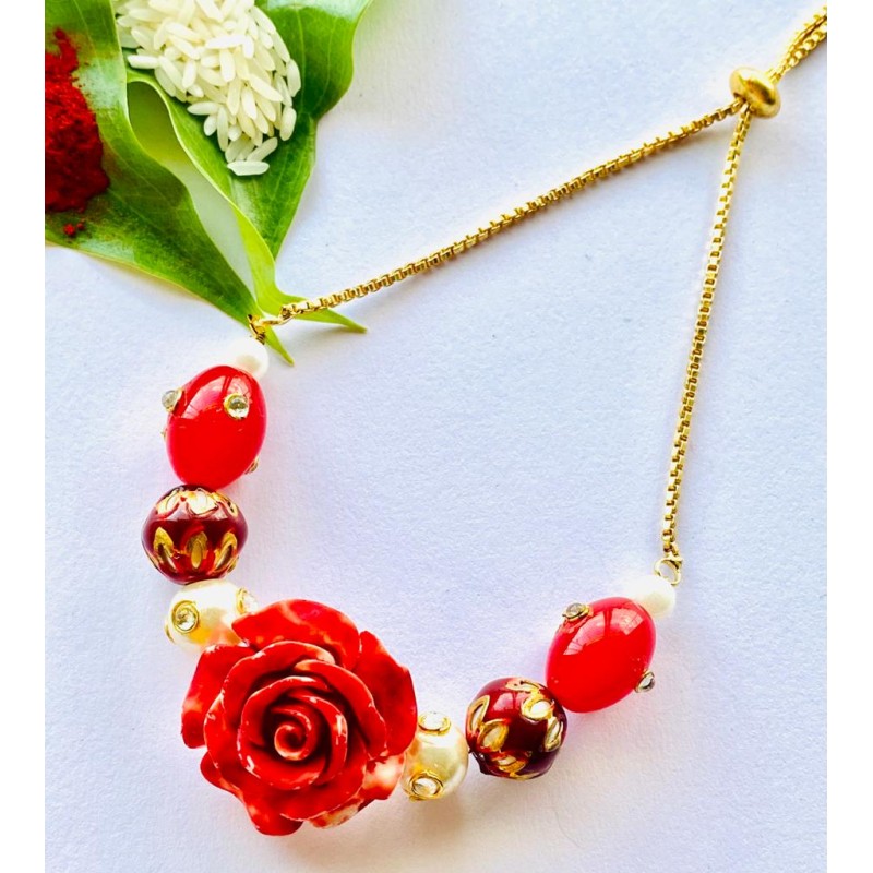 Red Flower Bracelet For Bhabhi 